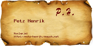 Petz Henrik névjegykártya